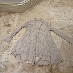 Free People Long Cardigan Off White Open Knit Sweater Sz. Small ----